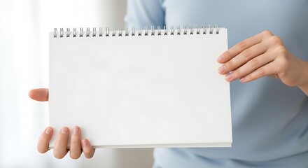 Obraz premium Blank Notebook Displayed by Hands for Design Mockup and Personalization