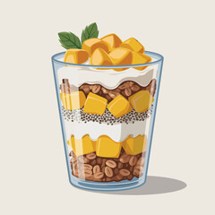 Mango Yogurt Parfait with Granola Illustration