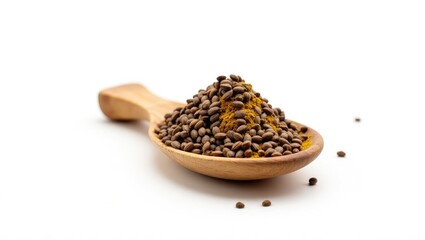 black pepper in a wooden spoon