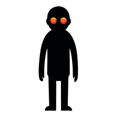 Black silhouette of a person standing against a stark background