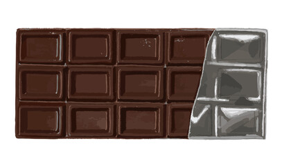 The unwrapped chocolate bar. Illustration.