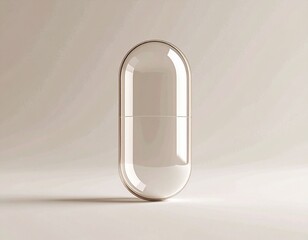 Glossy transparent capsule with soft reflections, futuristic minimal design