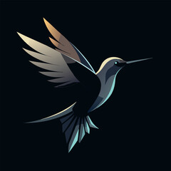 Striking silhouette of a hummingbird in mid flight