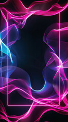 Neon Light Frame with Swirling Smoke