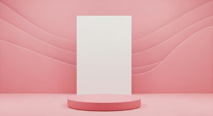 Pink Podium Displaying Blank White Panel.