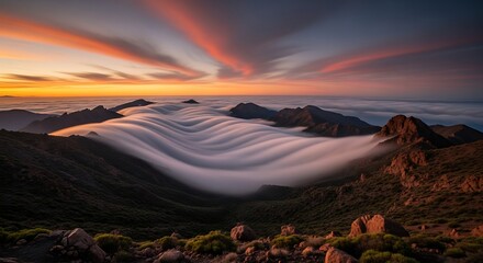 Majestic Mountain Sunrise Cloudscape.