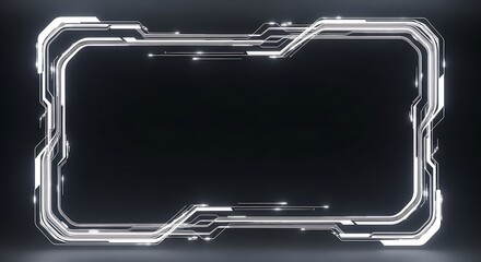 White futuristic hud frame, technology interface graphic, digital display design element