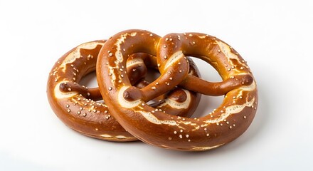 Two Soft Pretzels on White Background.