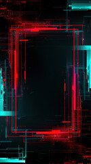Abstract Geometric Digital Art with Red and Teal Lines