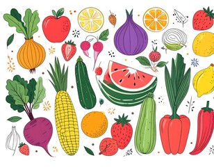 Colorful fruit and vegetable illustration (1)
