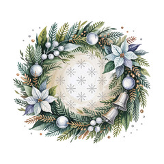 christmas wreath on white background