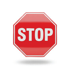 red stop sign isolated on white background