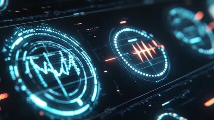 Futuristic digital interface displaying data analytics trends - Powered by Adobe