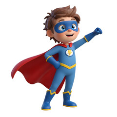 Cute Superhero Boy 3D Cartoon