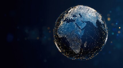 satellite. Satellite view of Earth with golden connection points, abstract digital networks against deep space. product launch decks.