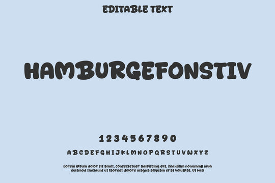 Retro bubble letter font alphabet and numbers with editable text placeholder