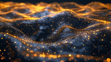 Futuristic 3d data visualization  glowing particle streams creating dynamic charts and graphs