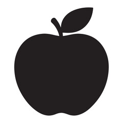 Apple Silhouette Vector Fruit Icon with a leaf