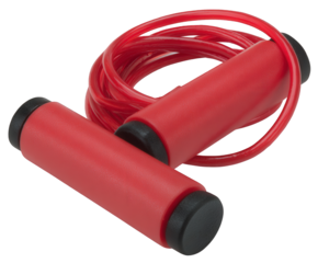 Red jump rope with handles isolated on transparent background
