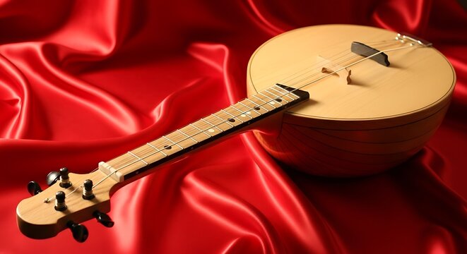 Captivating musical instrument with satin backdrop for artistic expression