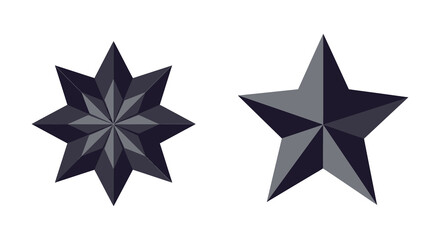Two dark gray stars with differing points are clearly displayed