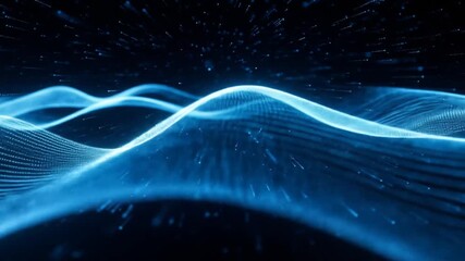 Abstract illustration of glowing blue waves representing data flow, modern digital concept - Powered by Adobe