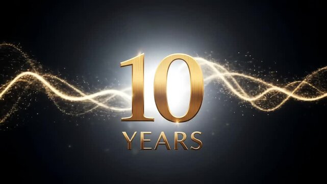 golden ten years anniversary sparkle design