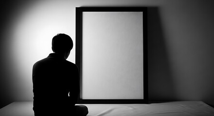 Person Contemplating in Front of a Mirror.