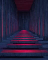 Futuristic neon glow of geometric shapes in an abstract assembly line showcasing optimized workflow