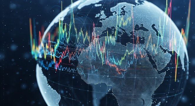 Global Market Analysis World Economy Stock Charts Data Visualization