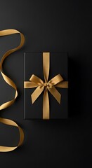 Black Gift Box with Gold Ribbon.