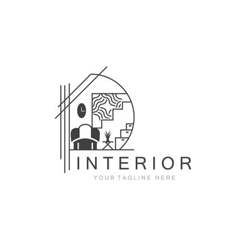 Interior Home logo creative design minimalist geometric lines