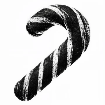 Black and White Gobo Texture Candy Cane Silhouette