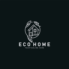 Eco home leaf logo design business concept with flat style element