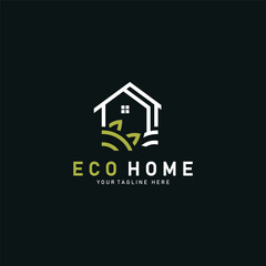 Eco home leaf logo design business concept with flat style element
