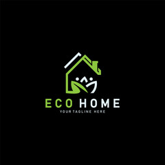 Eco home leaf logo design business concept with flat style element
