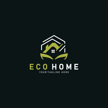 Eco home leaf logo design business concept with flat style element