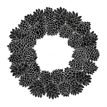 Black and White Gobo Texture Christmas Wreath Silhouette