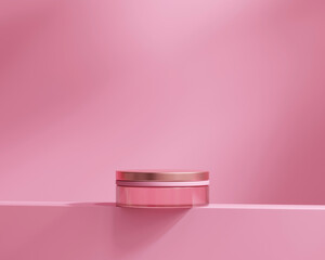 3D rendering abstract pink platform cosmetic podium product presentation background	
