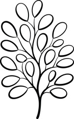 Elegant Abstract Botanical Illustration of a Branch with Leaves, Minimalist Artistic Design for Home Decor, and Modern Nature-Inspired Art.