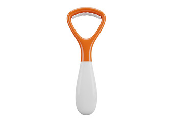 Fototapeta premium Stylish Orange and White Tongue Cleaner for Optimal Oral Hygiene and Fresh Breath Isolated on White Background