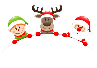 Elf Rentier Und Weihnachtsmann Rundes Banner