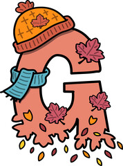 Autumn Fall Design Uppercase Alphabet G