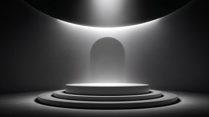 Dramatic Spotlight Effect on a Circular Stage in a Dark Environment