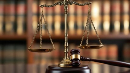 Legal scales and gavel
