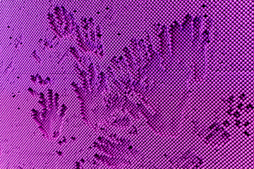 Captivating purple pin art board texture, showcasing an impression; perfect for demonstrating creativity and tactile interaction, isolated in white background for versatile use.