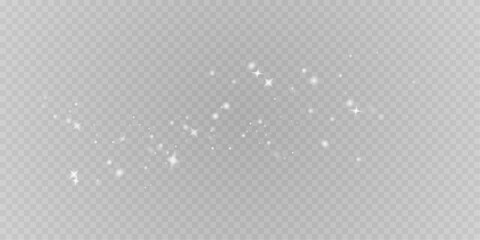 Transparent festive PNG with shiny vector flashes, glowing magic, white glitter, and stardust, perfect for Christmas cards and festive designs.