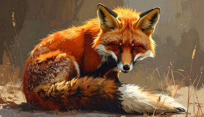 Obraz premium Majestic Fox in a Golden Meadow