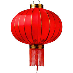 red chinese lantern isolated on white or transparent 