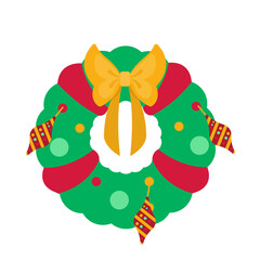Naklejka premium Christmas Green Wreath Decoration